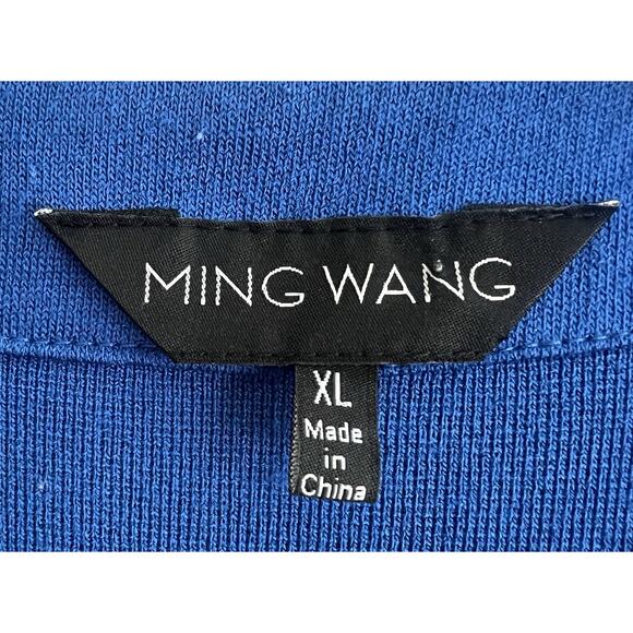 MING WANG Royal Blue Lace Grommet Soft Knit Sheath Dress - Picture 6 of 10